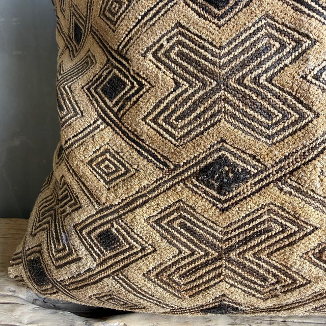 Vintage African Cloth Textile Pillow With Down Insert For Sale - Image 4 of 6