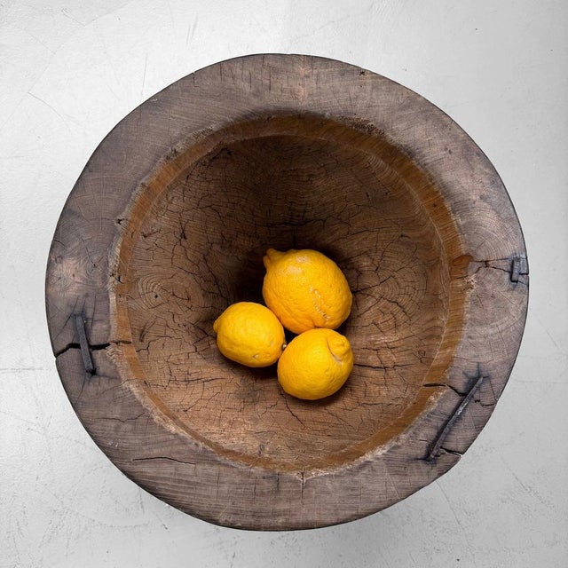 Brown Japanese Wooden Usu Rice Mortar, 1920s For Sale - Image 8 of 18
