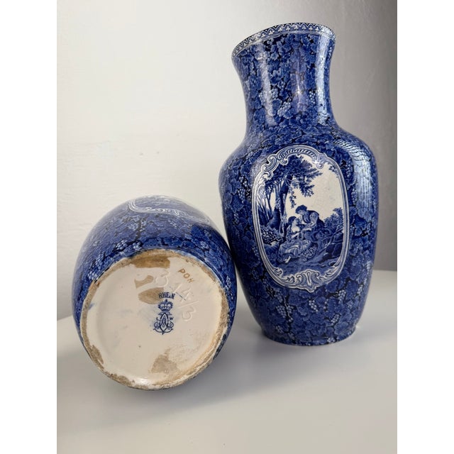 Blue 19th-Century Rhein Vases from Lewis Woolf, England, Set of 2 For Sale - Image 8 of 12