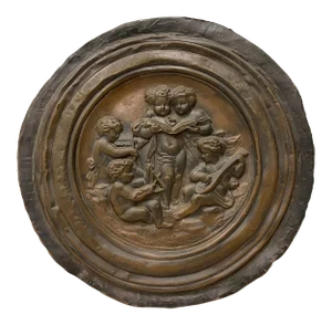 19th Century Raised Relief Embossed Copper Tondo
