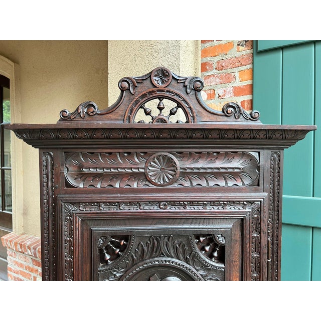 Late 19th Century Antique French Breton Cabinet Armoire Carved Crown Brittany Wardrobe C1890 For Sale - Image 5 of 18
