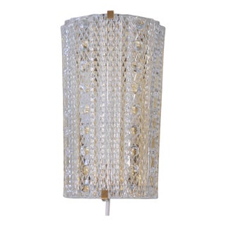 Mid-Century Danish Glass and Brass Sconce by Carl Fagerlund for Orrefors, 1960s For Sale