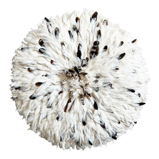 Vintage White & Black Speckle African Modern Juju Wall Art For Sale