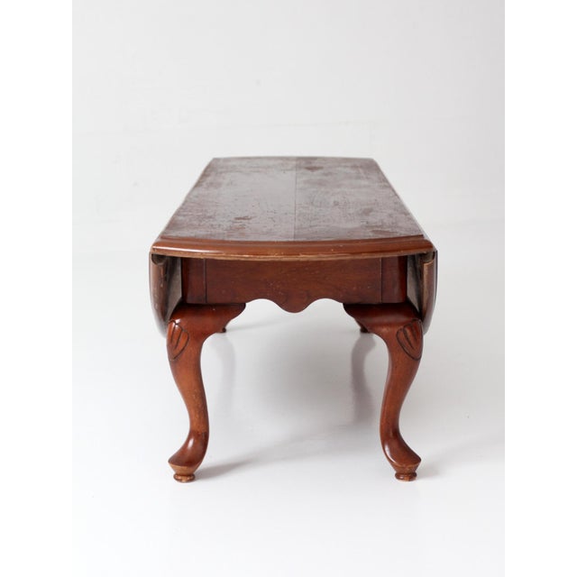 Brown Vintage Queen Anne Style Drop Leaf Coffee Table For Sale - Image 8 of 15