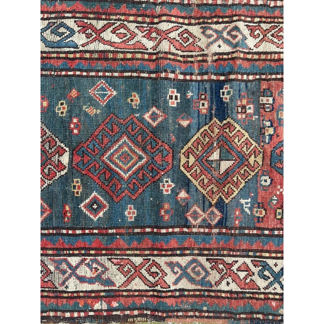 Pretty late 19th century Caucasian kazak rug with beautiful geometrical and tribal design and nice natural colours with...