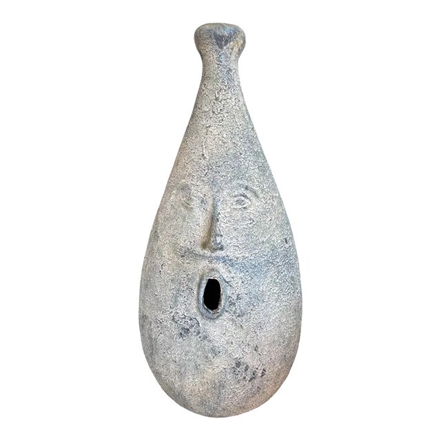 Vintage Italian Ceramic Faces Decoration Amphora- Small For Sale