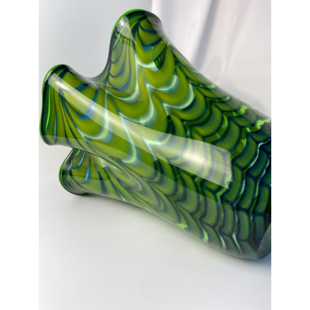 Murano Style Pulled Feather Spiral Art Glass Vase For Sale - Image 12 of 13