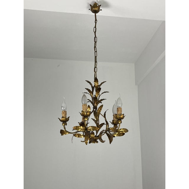 Italian Five-Light Wrought Iron Chandelier, 1950s For Sale - Image 11 of 12