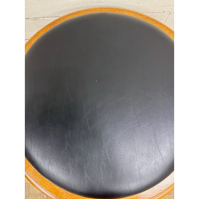 French Vintage Louis XV Style Carved Walnut and Vinyl Ottoman or Stool For Sale - Image 3 of 10