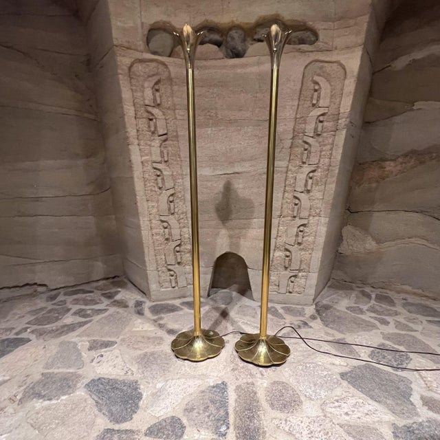 Mid Century Modern Stiffel Tulip Torchiere Brass Floor Lamp Chicago For Sale In San Diego - Image 6 of 16