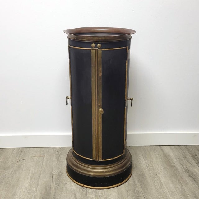 Early 19th Century Rare English Regency Toleware Warming Tower With Copper Rim & Brass Hardware, C. 1820–1840 For Sale - Image 5 of 13