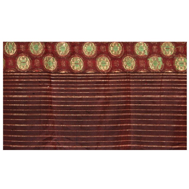 Metal Early 20th Century Silk Gold Brocade Saree Sari Fabric Benaras Varanasi Handmade For Sale - Image 7 of 10