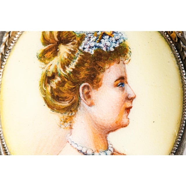 Metal Rare Queen Wilhelmina of the Netherlands Antique Hand Painted Enamel 800 Silver Commemorative Spoon Royal History For Sale - Image 7 of 11