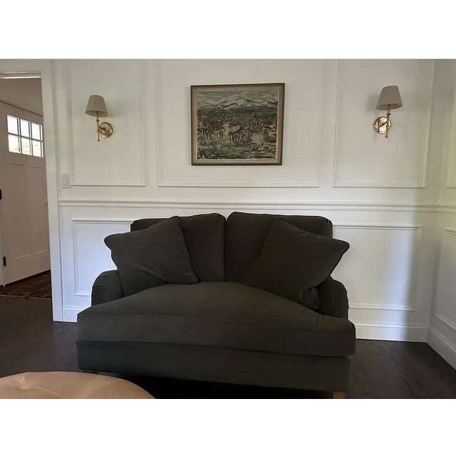 Robin Bruce/Rowe loveseat Amazing and versatile dark green color This comes with an extra bottom cushion casing and one...