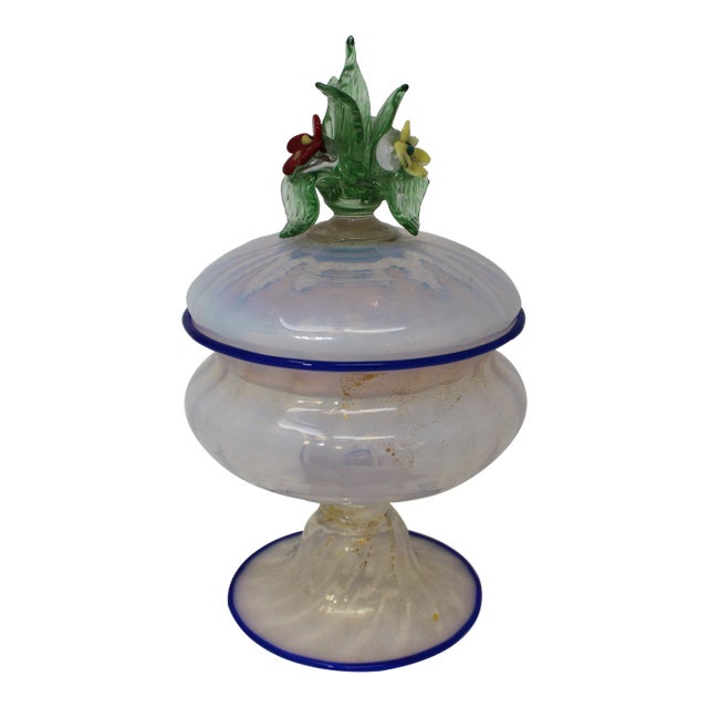Vintage 1940s Murano Glass Compote For Sale