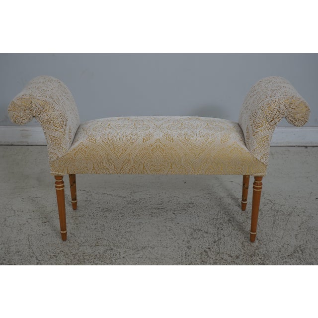 Traditional Adams Paint Decorated Upholstered Bench For Sale - Image 3 of 12