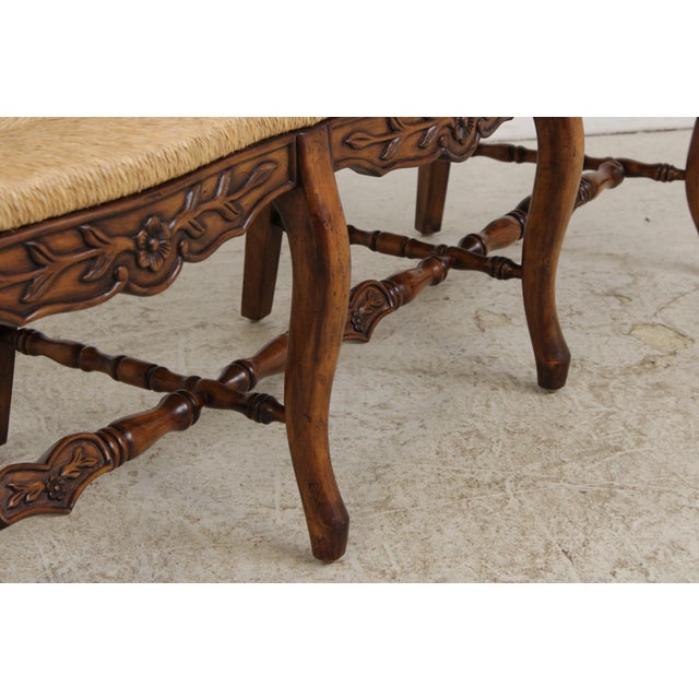 Country French Triple Back Rush Seat Settee For Sale - Image 10 of 18
