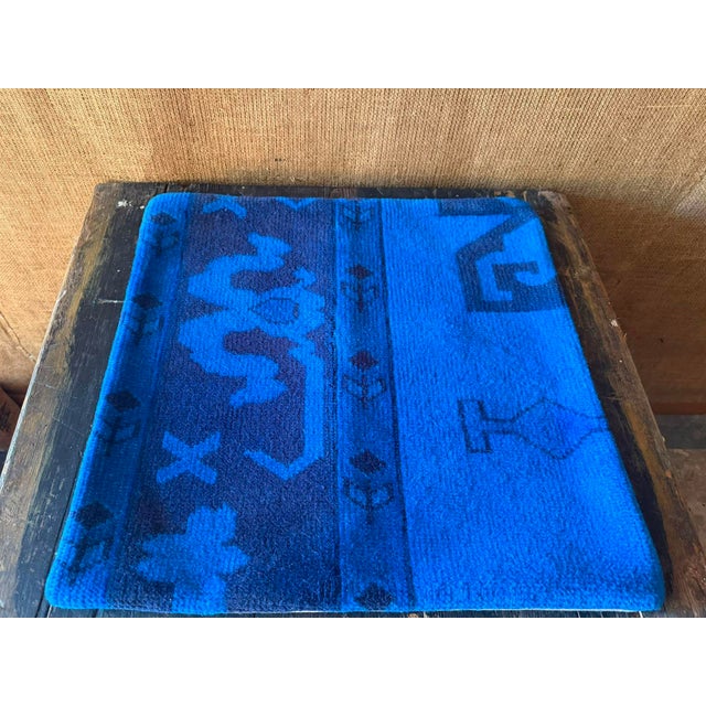 Electric Blue Vintage Turkish Rug Pillow 18x18 For Sale - Image 13 of 13