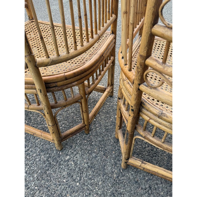1970s Pair of Fancy Brighton Pavilion Arm Chairs Bamboo For Sale In New York - Image 6 of 8