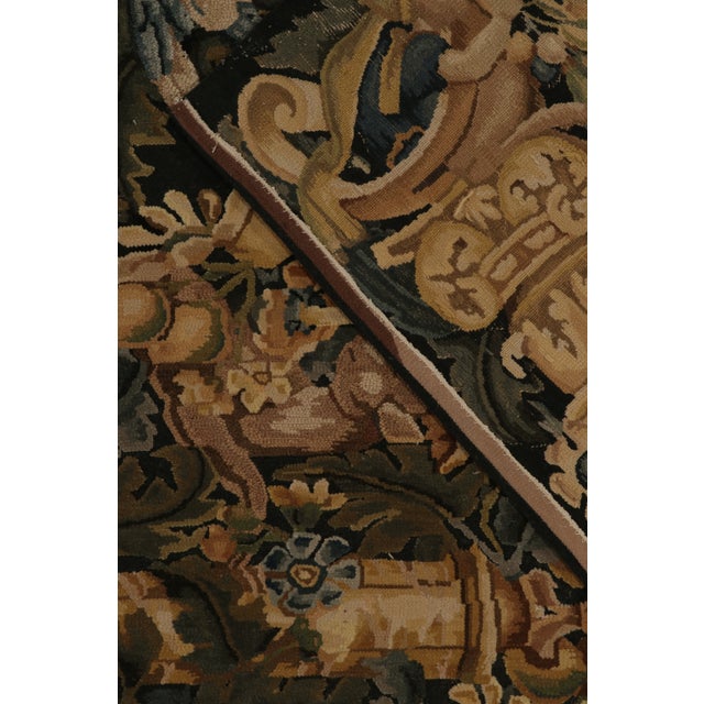 Rug & Kilim’s Tudor Style Rug in Green, Blue & Beige Botanical Pictorial Pattern For Sale - Image 9 of 9