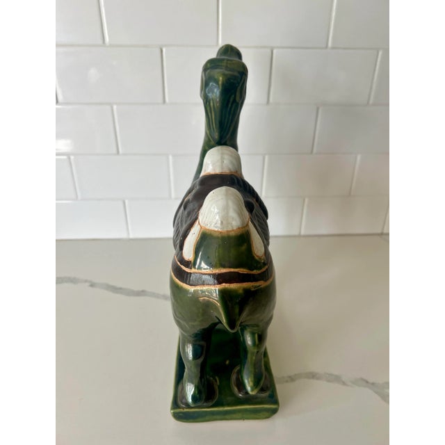 Mid 20th Century Ceramic Green Glazed Camel Statue For Sale - Image 4 of 7