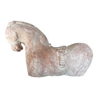 Vintage Terracotta Horse Sculpture, Han Dynasty Style Centerpiece For Sale