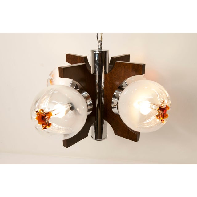 Murano 4-Light Chandelier in Teak from Mazzega, 1960 For Sale - Image 12 of 18