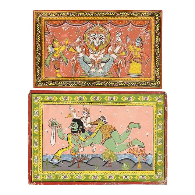 Mid Century Pattachitra Orissa India Painting For Sale