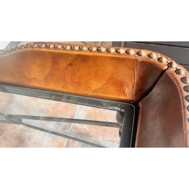 Maitland-Smith Attributed Leather and Steel Coffee Table For Sale - Image 10 of 13
