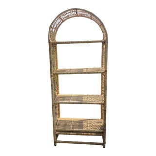 1960s Mid Century Wicker Rattan Shelf Etagere For Sale