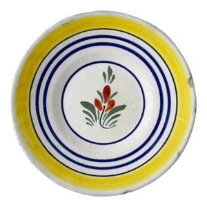 Antique French Henriot Quimper Hand Painted Plate With Flower