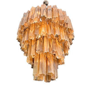 Murano Glass Chandelier in Amber Opal from Justfurnituress SRL For Sale