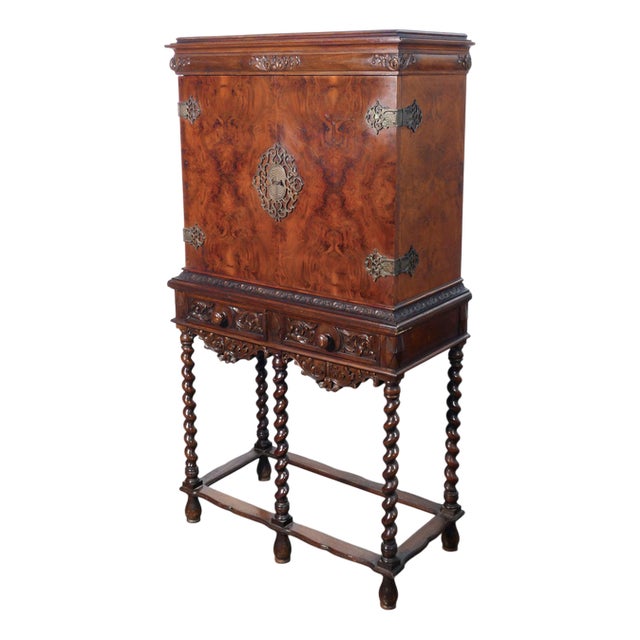Louis XIII Style Coin Cabinet in Walnut and Briar For Sale