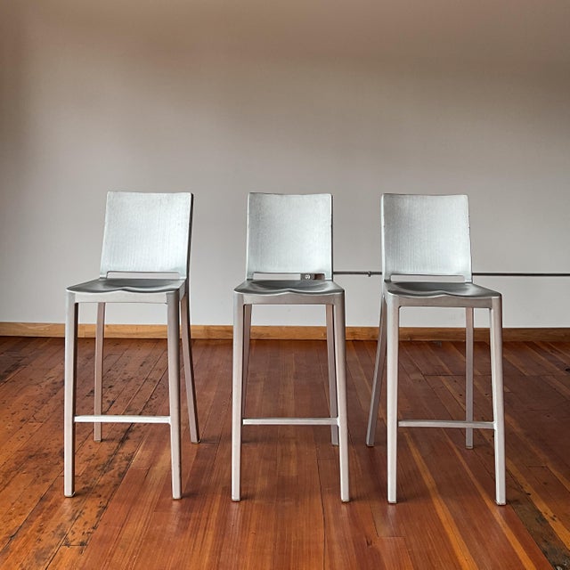 Emeco Brushed Aluminum Hudson Stool Designed by Philippe Starck for Emeco For Sale - Image 4 of 15