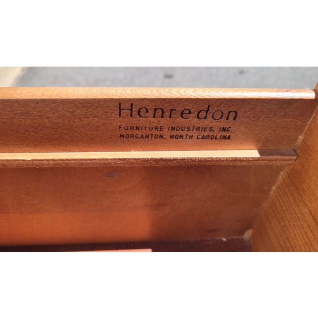 Find country french Henredon Furniture long bureau. Features fabulous carved facade, fine large brass pulls, exceptionally...