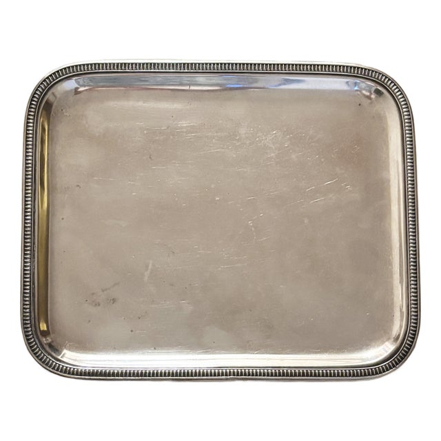 Vintage French Silver Plate Bar Cart Tray Ornate Vanity Perfume Platter For Sale