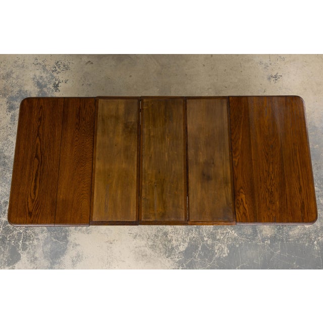 1930s French Parisian Art Deco Oak Extendable Dining Table For Sale - Image 9 of 18