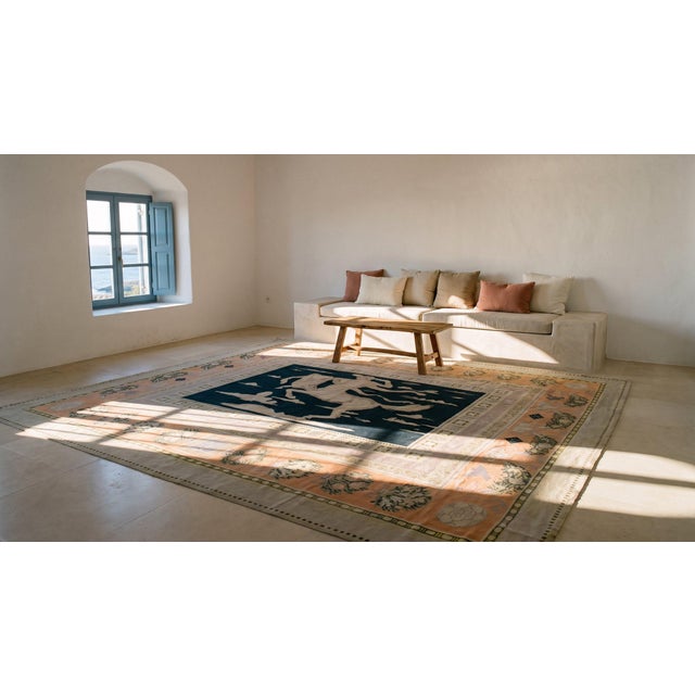 Black 1890s Black Depicting Centaury Antique Bessarabian Rug 11'6" X 14' Flatweave Wool Carpet For Sale - Image 8 of 10