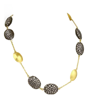 Gurhan Pastiche Sliced Diamonds 24k Gold & Sterling Station Necklace