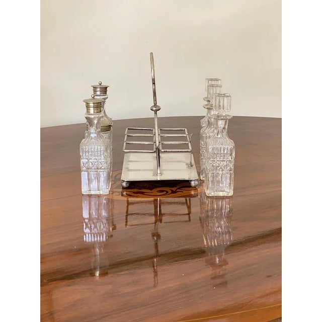 Traditional Crystal & Silver Condiment Set with Shield & Coat of Arms, Set of 7 For Sale - Image 3 of 9