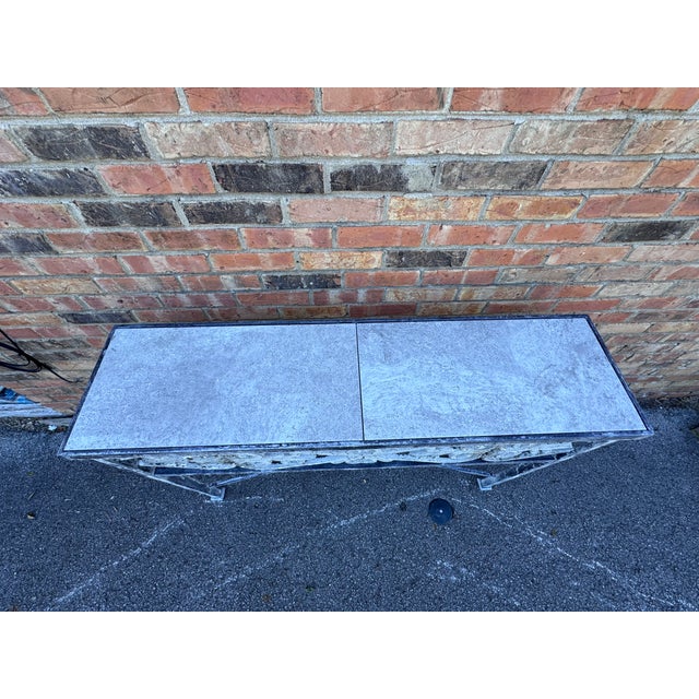 Stone Iron and Marble Small Console Table For Sale - Image 7 of 9