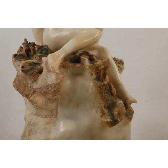 Quality Circa 1920's Large Alabaster Lamp of 4 Nymphs Cuddled Together, Lamp on Electrified Base For Sale - Image 12 of 18