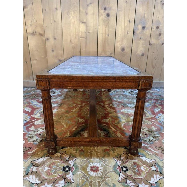 Louis XIII Oak Coffee Table with Cross-Shaped Legs For Sale - Image 6 of 7