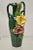 Vintage Victorian Style Green Ceramic Capodimonte 18" Vase with Pink Yellow Flowers. Item features yellow and pink applied...