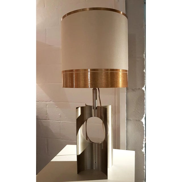 French Brushed Aluminum Table Lamp, 1970s For Sale - Image 16 of 16