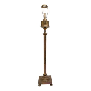 1910s Danish Neoclassical Brass Column Oil Lantern Style Floor Lamp For Sale