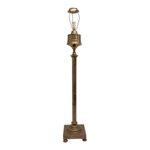1910s Danish Neoclassical Brass Column Oil Lantern Style Floor Lamp