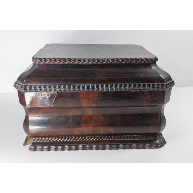 Wood 19th Century English Regency Sarcophagus Form Tea Caddy Box With Mahogany Veneer For Sale - Image 7 of 18
