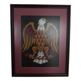 Vintage Framed American Eagle Needlepoint Americana Wall Art For Sale
