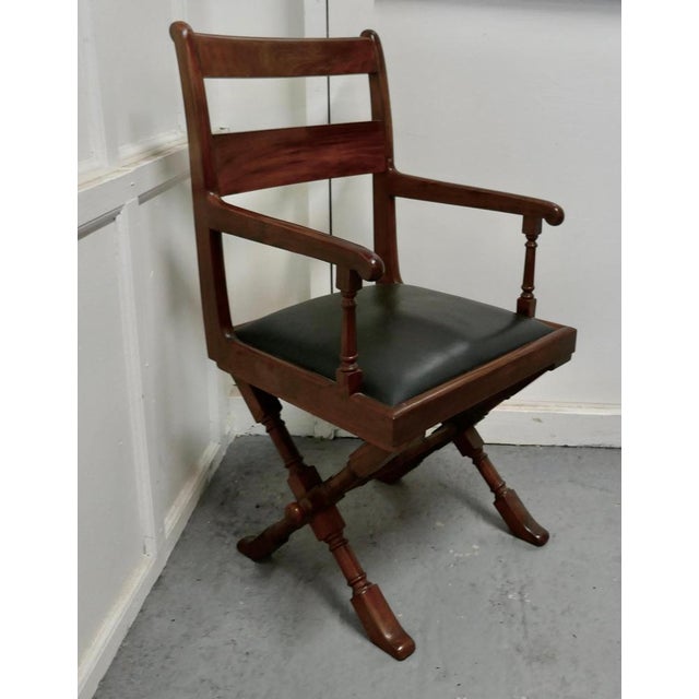 Arts & Crafts X-Frame Mahogany Desk Chair, 1880s For Sale - Image 3 of 7